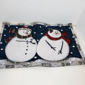 Snowmen Snowing Rectangle  w/ Fabric Backing Snowman Placemat‎